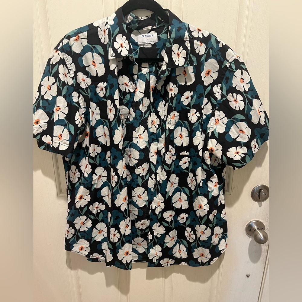Old Navy Tropical Button Down Shirt Mens XL Short Sleeve